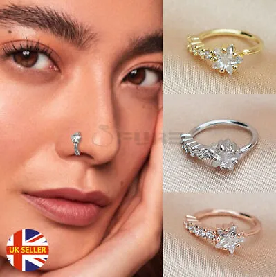 £3.99 • Buy Silver Rose Gold Nose Ring Hoop Stud Cartilage Piercing Surgical Steel Jewelry