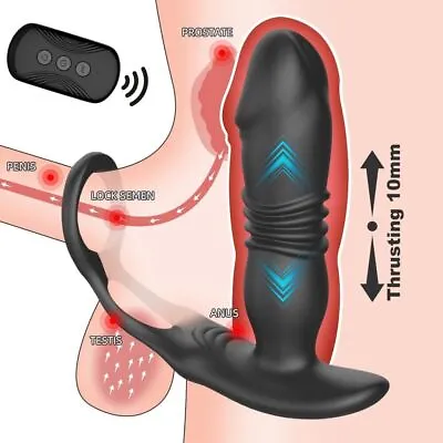 Male-Thrusting-Prostate-Massager-Dildo-Anal-Butt-Plug-Vibrator-Sex-Toys-For-Men • $21.99