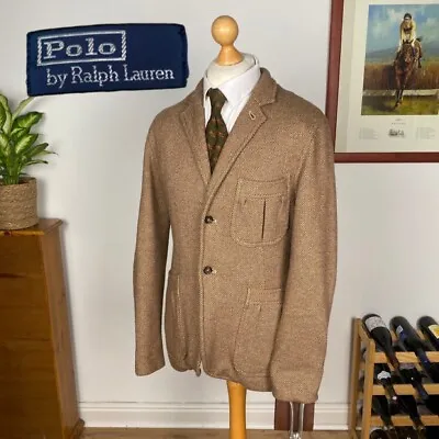 POLO RALPH LAUREN Half Norfolk Herringbone Tweed Jersey Stretch Blazer Jacket M • £150