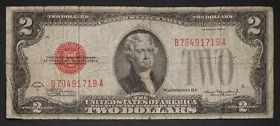 1928-C $2 Legal Tender Red Seal Note Fr. 1504 US Currency • $16.95