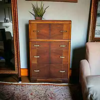Vintage Refinished Art Deco Huntley Furniture Co. Tallboy 4 Drawer Dresser  • $650