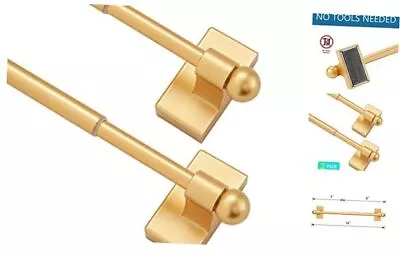 Magnetic Curtain Rods Multi-Use Adjustable Appliance 9-16 Inch | 2 Pack Gold • $27.96