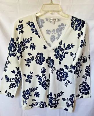 ISAAC MIZRAHI For Target Blue Rose Sweater Size Small 3/4 Sleeve • $9.99