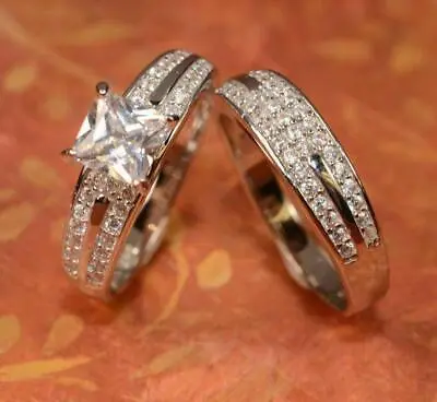 4Ct Simulated Diamond Bridal Set Band Engagement Ring White Gold Plated • £143.99