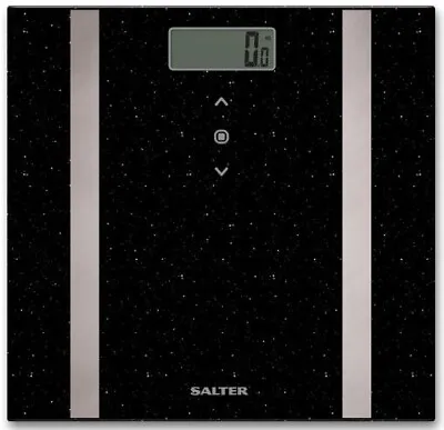 Salter 9163 BKGL3R Weighing Analyser Digital Bathroom Scale (Black Glitter) • £24.99