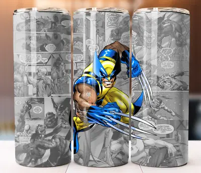 Wolverine X MEN Tumbler 20oz Skinny Cup Mug Lid W/ Straw • $19.95