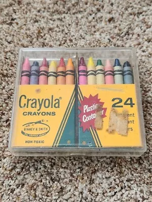 Vintage Crayola Crayons 24 In Original Box + Plastic Case Binney & Smith • $12