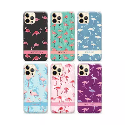 Personalised Phone Case Flamingo Name For Apple IPhone 15 13 14 Silicone Cover • £6.29