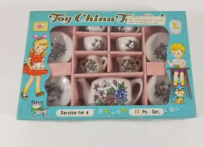 Antique Child's Ceramic Tea Set China Complete Toy Play Set 1950’s IN BOX • $24.95