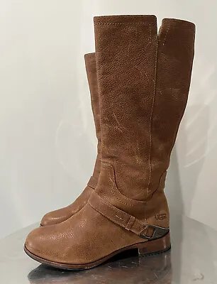 UGG Australia Channing 3184 Tall Brown Leather Riding Boots Women's Size 6.5 • $79.99