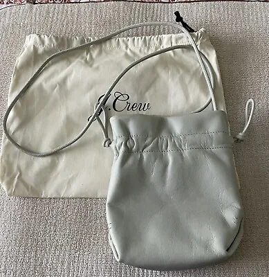 J.Crew Mini Crossbody Lisbon Leather Drawstring Bucket Bag Green NWT W Dustbag! • $42