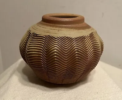 $44.95 • Buy Wonderful Unsigned Studio Pottery Vase Carved Scroll Design Lite Greenish Glaze