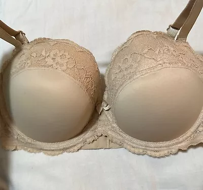 M&S UNDERWIRED Padded Strapless 5Ways To Wear PUSHUP PLUNGE BRA ROSE QUARTZ 34E • £12.99