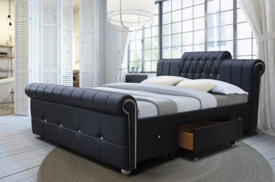 Bespoke Chesterfield Plush Velvet Nina Wingback Bed Frae - Attress/Gas Lift - UK Ade - Double - View #10