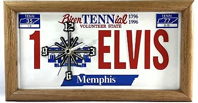 Elvis Memphis Tennessee License Plate Framed Clock • $15.73