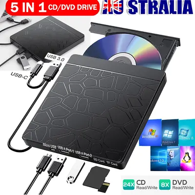 7 In 1 External CD/DVD Drive For Desktop Laptop Mac PC Windows Linux • $20.49