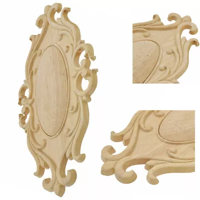 Oval Wood  DIY Carved Applique Corner Onlay Unpainted Furniture Figurines Decor • $13.49