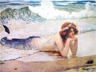 Vintage Mermaid Ocean Beach Fairy Fantasy *canvas* Art • $29.60