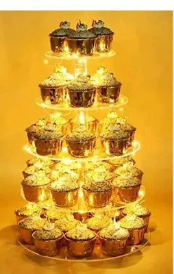 🚨 Vdomus Pastry Stand 5 Tier Acrylic Cupcake Display Stand With LED Lights NEW • $29.99