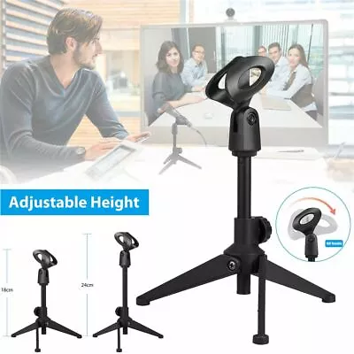 Microphone Desk Adjustable Stand Tripod Desk TopClip Holder Foldable Table Mic • £6.19