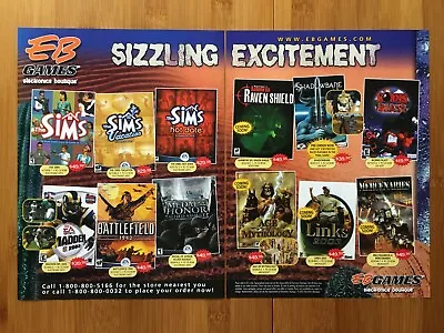 2002 EB GAMES Vintage 2-Page Print Ad/Poster The Sims MechWarrior PC Big Box Art • $14.99