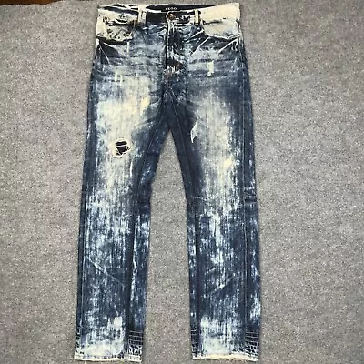 AKOO Jeans Mens Size 36 Blue Denim Bleach Wash Distressed No Rivals • $39