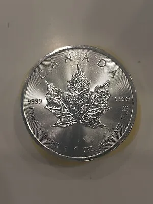 Roll Of 25 2014 Canada Maple Leaf 1 Oz Silver .9999 Leaf Privy $5 Coins In Tube • $860