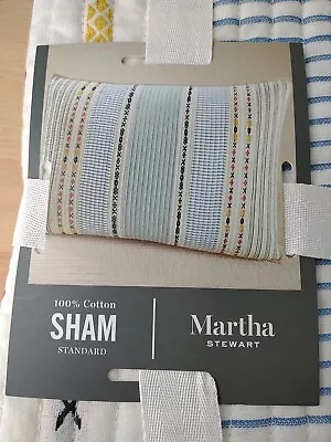 Martha Stewart EarthTone Stripe Standard Sham BEIGE WHITE COTTON 1 Sham • $25.60