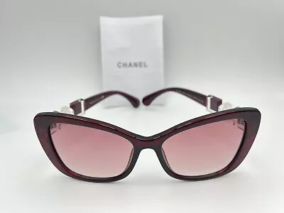 Chanel Sunglasses 5445H 1673/S1 Burgundy Red Pink Pearl Logo • £166.23