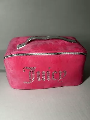 Juicy Couture Hot Pink Rhinestone Cosmetic Bag Planner Pouch Toiletry Bottle NWT • $25