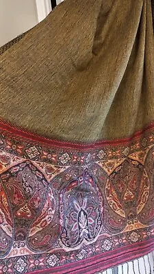 Large Black/tan Reversible Pashmina/shawl/scarf Cashmere Silk • £4.99