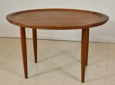 Oval Mid Century Modern Teak Side Table Tray Rolled Edge • $550