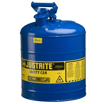 Justrite® 5 Gallon Blue Galvanized Steel Safety Can • $79.95