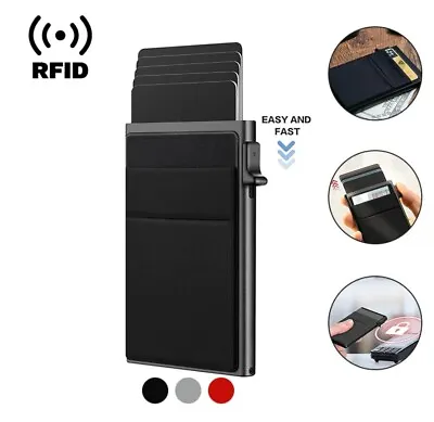 Titanium Metal RFID Men's Wallet With Lock Anti-Theft Bank Card Case Debit Cash • $13