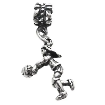 925 Sterling Silver 3D Volleyball Girl Euro Bead Charm • $19.03