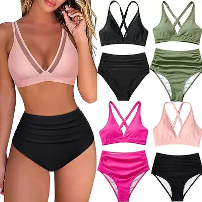 Ladies Padded Bikini Swimsuit Mesh One Piece Monokini Swimwear Swimming Costume • £4.79