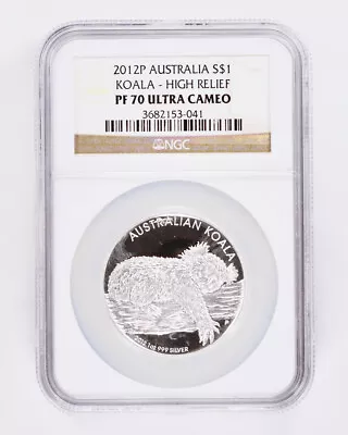$89.95 • Buy 2012-P Australia Silver Proof Koala 1oz High Relief NGC PF70 Ultra Cameo $1 .999