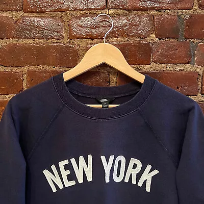 J Crew New York Raglan Sweatshirt Women’s Medium Blue Embroidered Vintage Style • $24.99