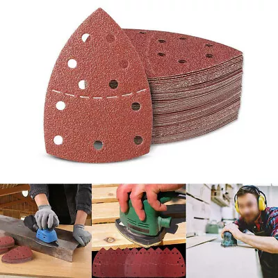 40X Mouse Sanding Sheets Hook And Loop Palm Sander Pads Sand Paper 40-180 Grits • £6.89