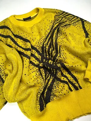 Gianni Versace Vintage '92 Abstract Sweater Men Knit Raglan Artistic Lines Italy • $182.04