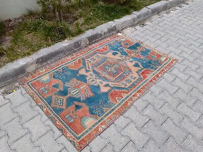 Oushak Runner Vintage Turkish Kilim Rug Decorative Handmade Oriental Wool Carpet • $258.50
