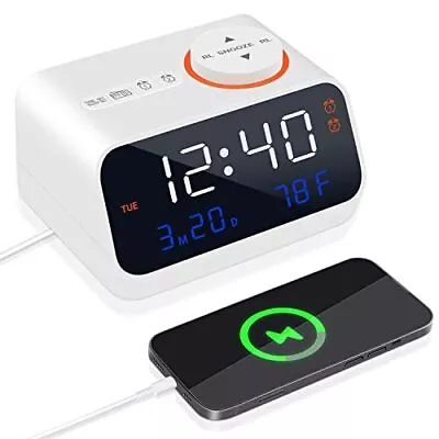 Rechargeable Small LED Digital Alarm Clock Radio For Bedroom Bedside Office D... • $34.56