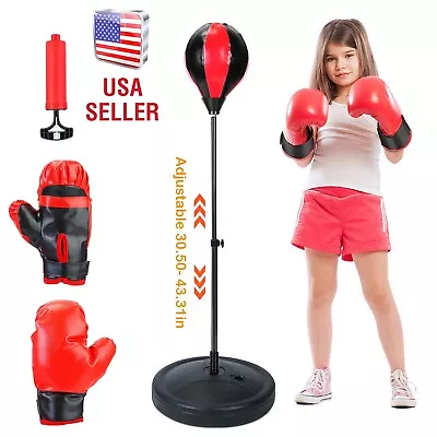 Punching Bag For Kids Junior Boxing Set W/ Boxing Gloves Height Adjustable Kit • $29.69