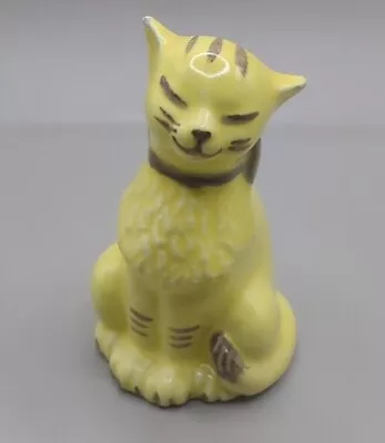 Vintage Yellow Cat Smirking Figure Bow Incense?? Vase? Flower Stem. . . • $19.75