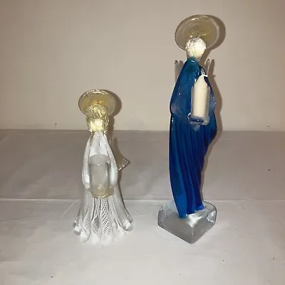 Lot Of 2 Speckled Gold Murano Christmas Angel Candle Holders • $39.99