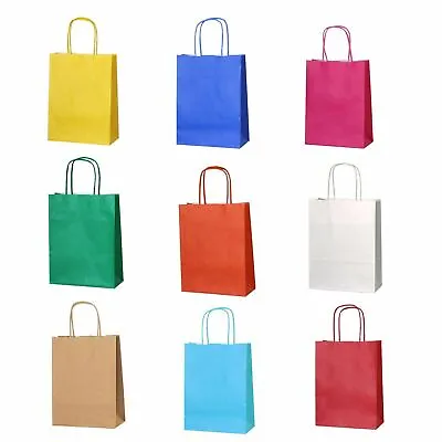 £2.25 • Buy Bright Paper Party Bags - Gift Bag With Handles - Recyclable Birthday Loot Bag *