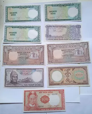 Lot Of 9 - Vietnam Banknotes - 1964-1966 - 500 Dong - 200 Dong - 100 Dong - VG-F • $72