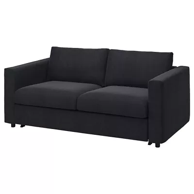 IKEA VIMLE COVER SET For 2 Seat Sofa Bed + Armrests In Saxemara Black-Blue • £80