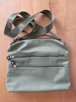 Vieta Moss Green Nylon Shoulder Bag Adjustable Strap Great Condition • $14.99