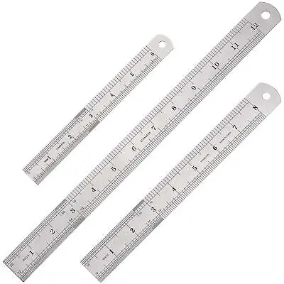 Ruler Set 6 8 12 Inch Metal Ruler With Inch Metric 3 Pcs Stainless Steel NEW • $7.28